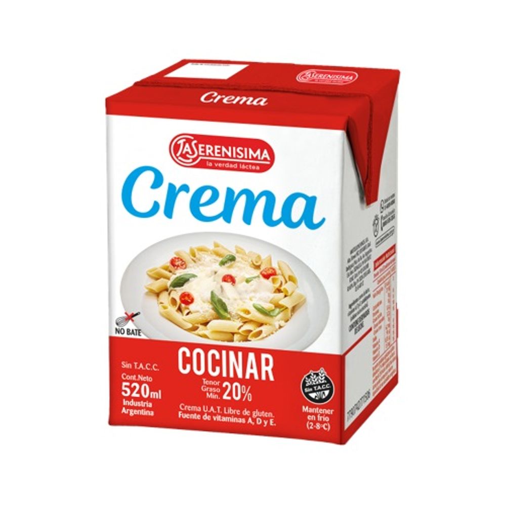 Crema de Leche Fortificada con Vitaminas Culinaria La Serenisima 520 cc